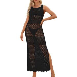 Women Crochet Beach Cover Up for Women Sleeveless Bikini Swimsuit Coverup Dress